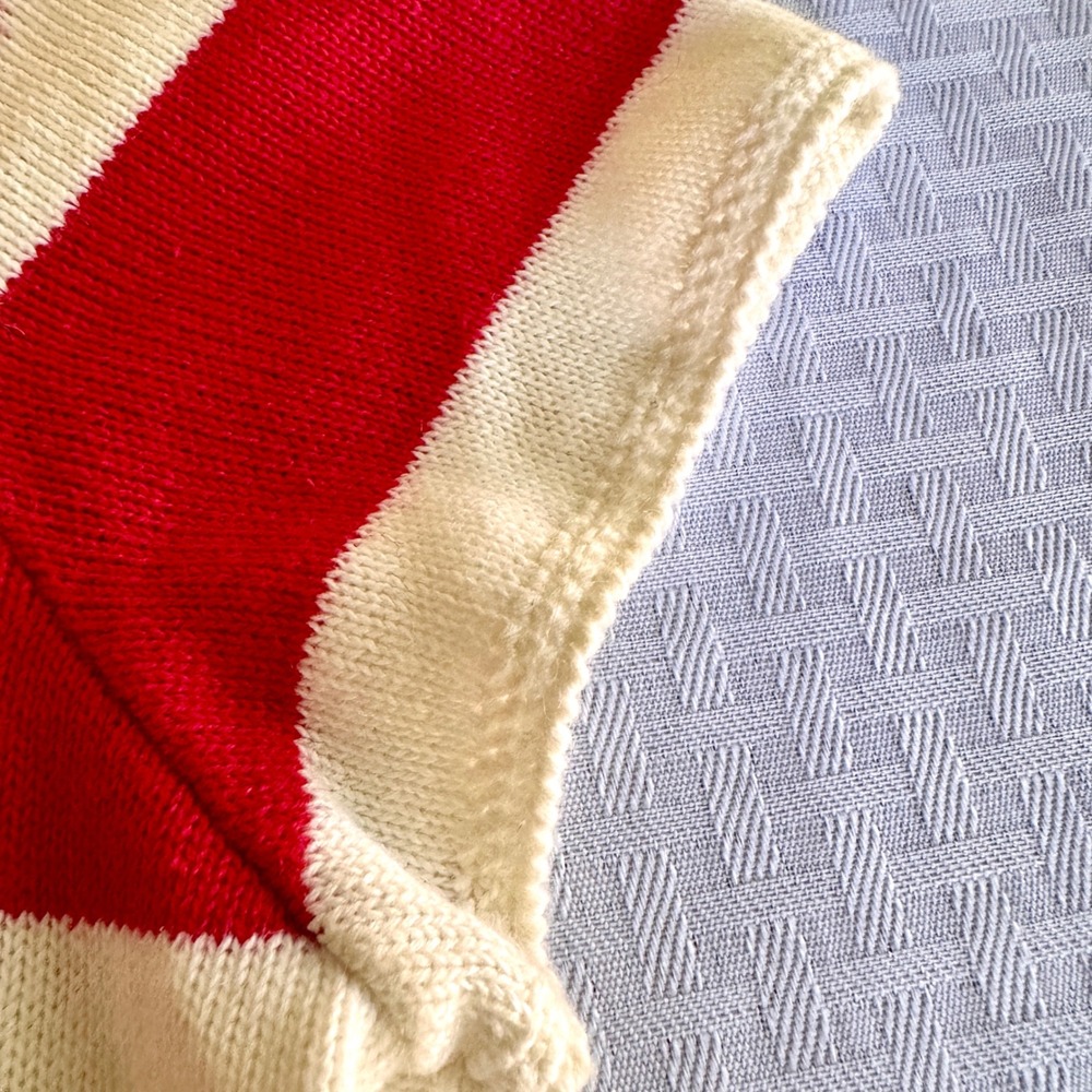 Michael Simon New York Rare Sample Dog Applique Art to Wear Cardigan Red White - Picture 14 of 16